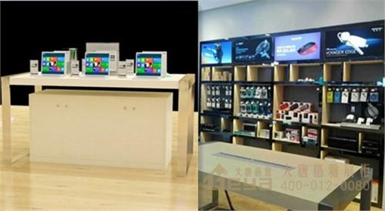 宏圖三胞電腦展柜鋼木木紋電腦展柜體驗(yàn)臺(tái)