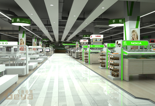 南京展柜制作-無錫家樂福五星手機(jī)電腦展柜-南京大唐格雅展柜