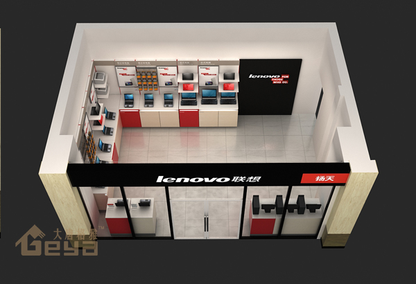 南京展柜制作-聯(lián)想揚天手機電腦展柜-南京大唐格雅展柜