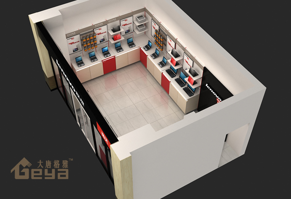 南京展柜制作-聯(lián)想揚天手機電腦展柜-南京大唐格雅展柜